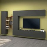 Mobile salotto moderno 280cm antracite e acero - Agna