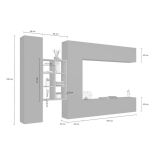 Mobile salotto moderno 280cm antracite e acero - Agna