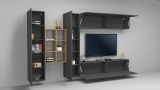 Mobile salotto moderno 280cm antracite e acero - Agna