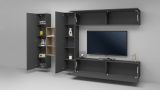 Mobile salotto moderno 280cm antracite e acero - Agna