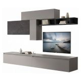 Mobile salotto modulabile 276cm ardesia e grigio scuro - Anacamptis