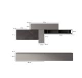 Mobile salotto modulabile 276cm ardesia e grigio scuro - Anacamptis