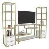 Mobile salotto multifunzione 198cm oro e bianco - Felion