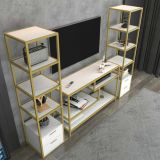 Mobile salotto multifunzione 198cm oro e bianco - Felion