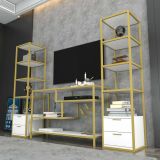 Mobile salotto multifunzione 198cm oro e bianco - Felion