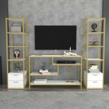 Mobile salotto multifunzione 198cm oro e bianco - Felion