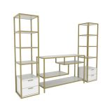 Mobile salotto multifunzione 198cm oro e bianco - Felion