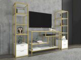 Mobile salotto multifunzione 198cm oro e bianco - Felion