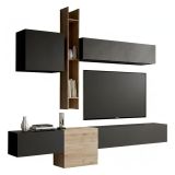 Mobile salotto multifunzione 262cm antracite e rovere - Douglas
