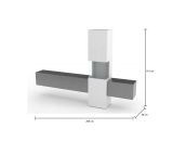 Mobile salotto smart 265cm bianco lucido e ardesia - Abramo