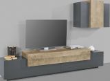 Mobile soggiorno in legno 240cm antracite e acero - Alaskino