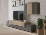 Mobile soggiorno in legno 240cm antracite e acero - Alaskino