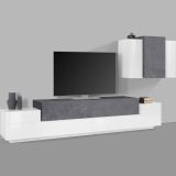 Mobile soggiorno in legno 240cm bianco lucido e ardesia - Alaskino