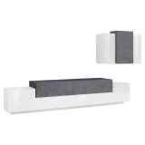 Mobile soggiorno in legno 240cm bianco lucido e ardesia - Alaskino