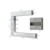 Mobile soggiorno in legno e metallo 295cm bianco lucido e cemento - Aragosta