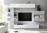 Mobile soggiorno in legno e metallo 295cm bianco lucido e cemento - Aragosta