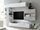 Mobile soggiorno in legno e metallo 295cm bianco lucido e cemento - Aragosta
