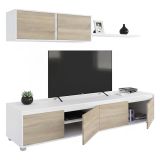 Mobile soggiorno moderno 200cm bianco e rovere - Amir