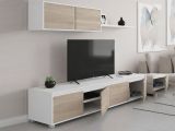 Mobile soggiorno moderno 200cm bianco e rovere - Amir