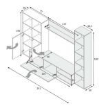 Mobile soggiorno modulabile 241cm bianco e legno - Argus
