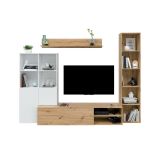 Mobile soggiorno modulabile 241cm bianco e legno - Argus