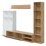Mobile soggiorno modulabile 241cm bianco e legno - Argus