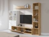 Mobile soggiorno modulabile 241cm bianco e legno - Argus