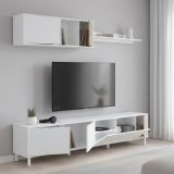 Mobile soggiorno multifunzione 200cm bianco e rovere - Banari