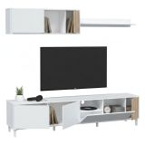 Mobile soggiorno multifunzione 200cm bianco e rovere - Banari