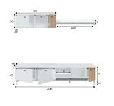 Mobile soggiorno multifunzione 200cm bianco e rovere - Banari