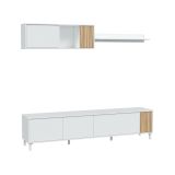 Mobile soggiorno multifunzione 200cm bianco e rovere - Banari