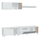 Mobile soggiorno multifunzione 200cm bianco e rovere - Banari