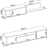 Mobile soggiorno multifunzione 200cm rovere e bianco lucido - Abbete
