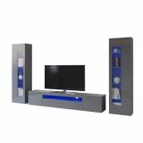 Mobile soggiorno multifunzione 290cm antracite lucido - Aslhey