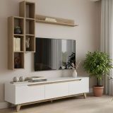 Mobile soggiorno scandi 180cm bianco e rovere - Atax
