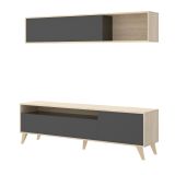 Mobile soggiorno smart 180cm antracite e legno - Arusha