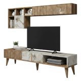 Mobile soggiorno smart 180cm noce e bianco marmo - Ostro