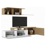 Mobile soggiorno smart 200cm rovere e bianco lucido - Amitraz