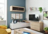 Mobile soggiorno smart 200cm rovere e bianco lucido - Amitraz