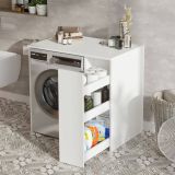 Mobile sottolavabo Almaak, Mobiletto da bagno, Contenitore porta lavabo, Armadio per lavandino, 94x60 h88 cm, Bianco