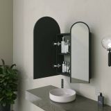 Mobile sottolavabo Chara, Mobiletto da bagno, Armadio multiuso, Armadietto sospeso con specchio, 50x12h45 cm, Nero
