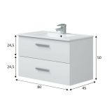 Mobile sottolavabo Dartford, Mobiletto da bagno, Contenitore porta lavabo, Armadio per lavandino, 80x45 h50 cm, Bianco lucido