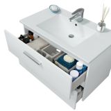 Mobile sottolavabo Dartford, Mobiletto da bagno, Contenitore porta lavabo, Armadio per lavandino, 80x45 h50 cm, Bianco lucido