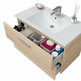 Mobile sottolavabo Dartford, Mobiletto da bagno, Contenitore porta lavabo, Armadio per lavandino, 80x45 h50 cm, Rovere