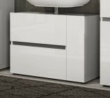 Mobile sottolavabo Luanda, Mobiletto da bagno, Contenitore porta lavabo, Armadio per lavandino, Made in Italy, Bianco lucido, 83x34h62 cm