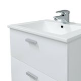 Mobile sottolavabo Maltby, Mobiletto da bagno, Contenitore porta lavabo, Armadio per lavandino, 60x45 h50 cm, Bianco lucido