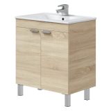 Mobile Sottolavabo Marrone Rovere 2 Ante Apertura Battente 70x45x80h cm, Piedini Alluminio - Cariati