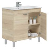 Mobile Sottolavabo Marrone Rovere 2 Ante Apertura Battente 80x45x80h cm, Piedini Alluminio - Massiola
