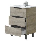 Mobile Sottolavabo Marrone Rovere Grigio Nero Antracite 3 Cassetti Soft Close 60x45x86h cm, Apertura Scorrevole - Sozop