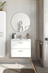 Mobile sottolavabo moderno 2 cassetti 60x45x50h cm bianco lucido - Doksuri
